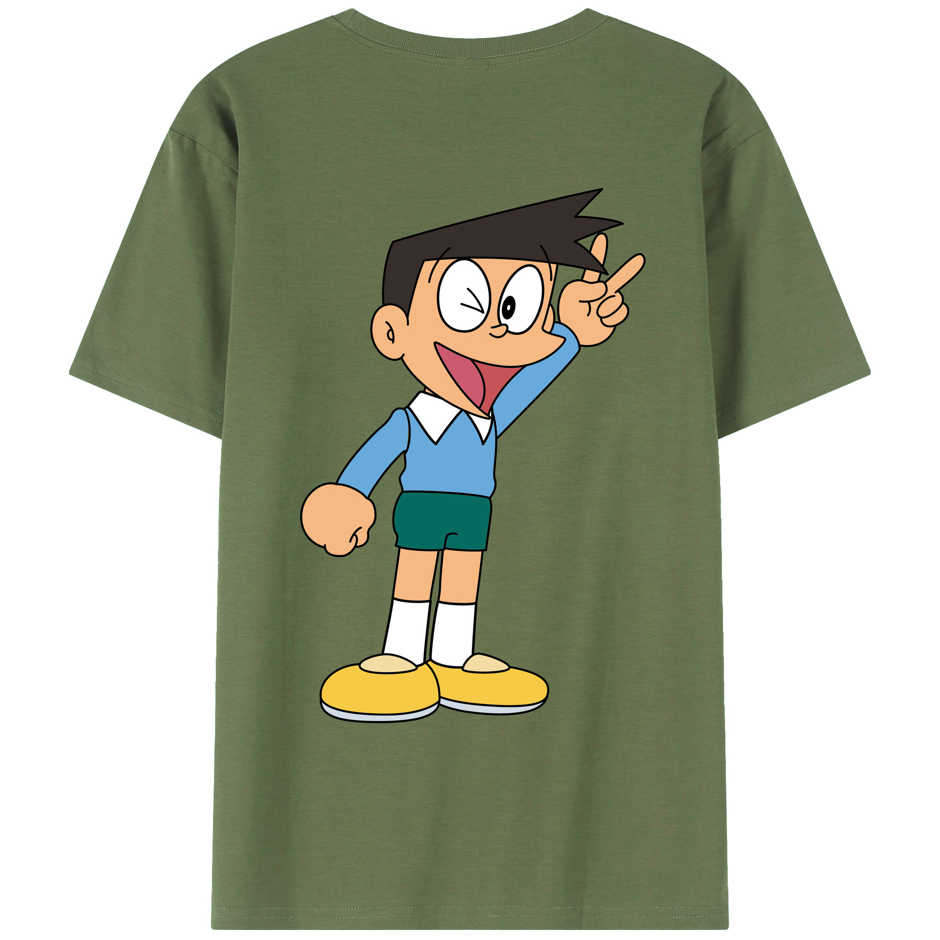 （画像用） ドラえもん 骨川 スネ夫 Doraemon Honekawa Suneo 綿100％ メンズ半袖Tシャツ（バックプリント） 通気性